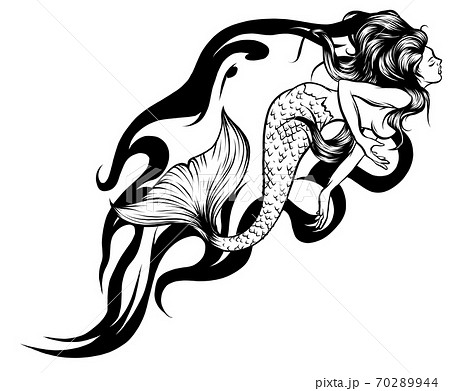 Cute cartoon mermaids. Siren. Sea theme. vector illustration 70289944