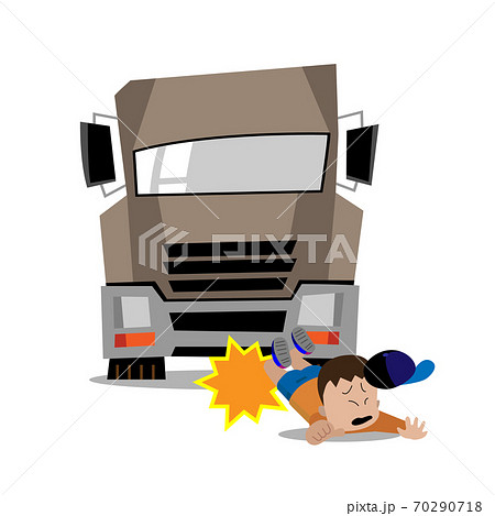 大型トラックと子供の人身事故のイラスト素材