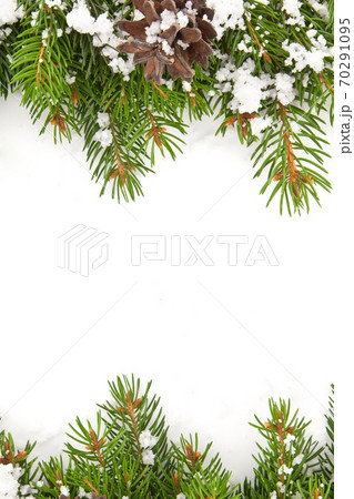 Christmas framework with snow and cones Christmas framework with snow and cones 70291095
