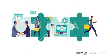 プロセスを積み重ねるビジネスマンのイメージ 70292688