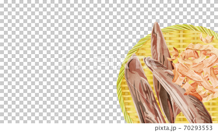 ザルに乗せたカツオブシと削り節フレーム 70293553