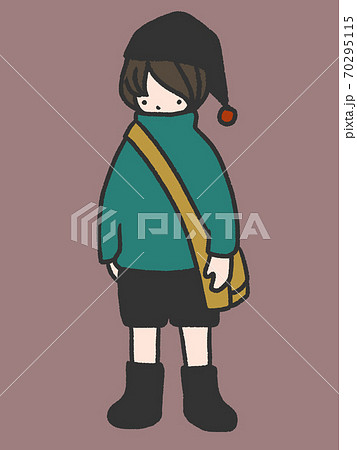 サンタの帽子をかぶった男の子のクリスマスオーナメントのお人形のイラスト素材