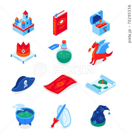 Fantasy and fiction - modern colorful isometric icons set Fantasy and fiction - modern colorful isometric icons set 70295556