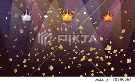 スポットライトの当たった背景イラスト_表彰式_紙吹雪_王冠_16:9 スポットライトの当たった背景イラスト_表彰式_紙吹雪_王冠_16:9 70296664