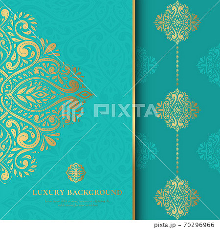 Turquoise and gold Indian background. Turquoise and gold Indian background. 70296966