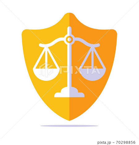 golden shield of justice with scales inside.  70298856