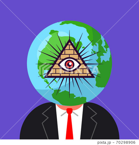 world government of freemasons. man with a planet on his head world government of freemasons. man with a planet on his head 70298906
