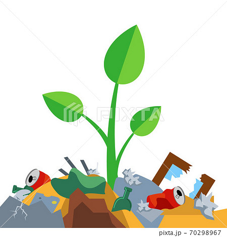 Sprout Grows On A Pile Of Garbageのイラスト素材