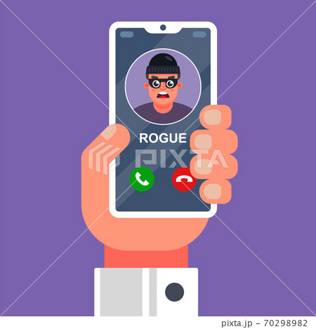 telephone fraud. a criminal call on a cell phone telephone fraud. a criminal call on a cell phone 70298982