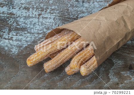Homemade spanish churros with sugar 70299221