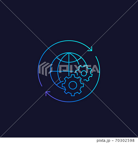 Global settings vector line icon 70302598