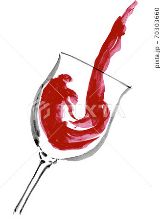 手描きのグラスに注いでいる赤ワインのイラスト素材のイラスト素材 手描きのグラスに注いでいる赤ワインのイラスト素材のイラスト素材