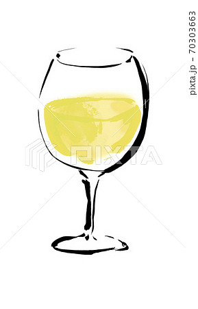 手描きのグラスに入った白ワインのイラスト素材のイラスト素材
