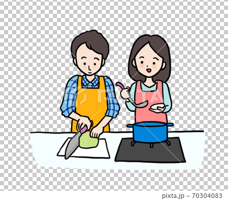 料理をする男女 料理をする男女 70304083