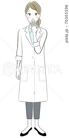 驚いている白衣の女性のイラストのイラスト素材 驚いている白衣の女性のイラストのイラスト素材