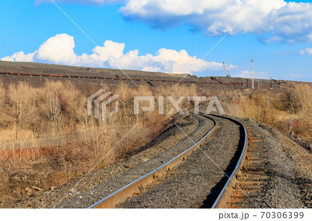 Railroad track in the iron ore quarry 70306399