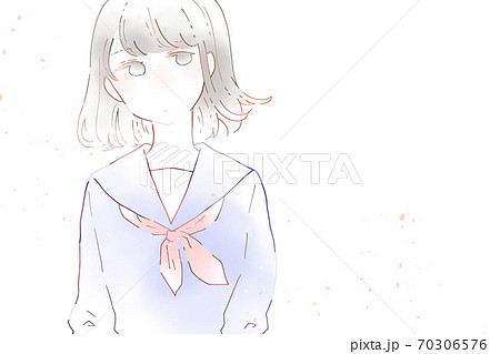 無表情の女子学生_背景透過のイラスト素材 [70306576] - PIXTA