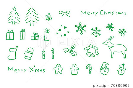 クリスマスの手描き線画イラスト 70306905