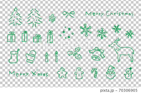 クリスマスの手描き線画イラスト 70306905