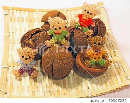 秋に落下する栃の実とビーズテディベアの仲間たち 秋に落下する栃の実とビーズテディベアの仲間たち 70307222