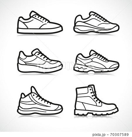 Vector Sports Shoes Icons Set Stock Illustration