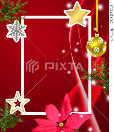 クリスマス背景 クリスマスツリー フレーム イルミネーション 雪の結晶のイラスト素材