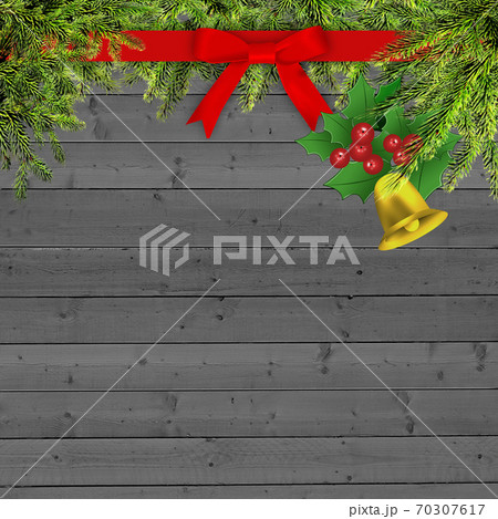 クリスマス背景 クリスマスツリー フレーム イルミネーション 雪の結晶のイラスト素材