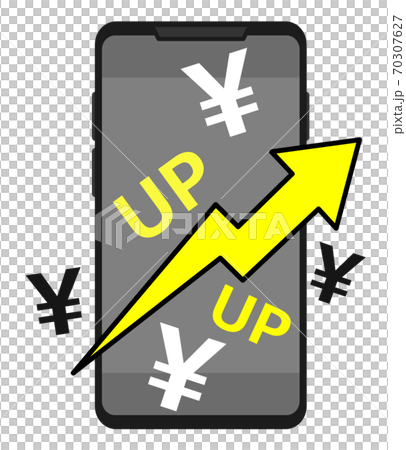 スマホの料金が増えるイラスト スマホの料金が増えるイラスト 70307627