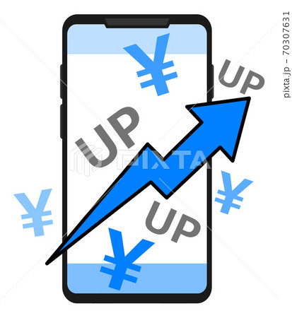 スマホの料金が増えるイラスト スマホの料金が増えるイラスト 70307631