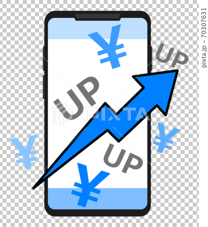 スマホの料金が増えるイラスト スマホの料金が増えるイラスト 70307631