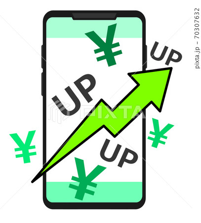 スマホの料金が増えるイラスト 70307632