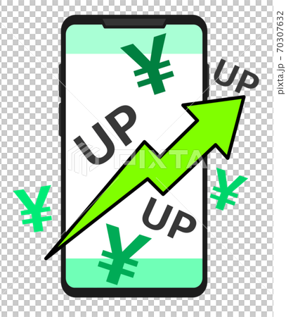 スマホの料金が増えるイラスト 70307632