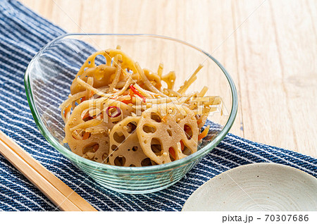 ごぼうとレンコンのきんぴら ごぼうとレンコンのきんぴら 70307686