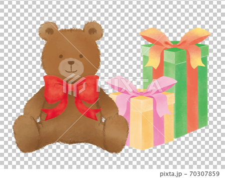 Illustration material of teddy bear and gift box Illustration material of teddy bear and gift box 70307859