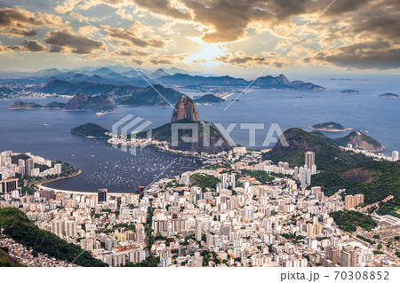 Panoramic view of the Sugar Loaf at sunset. Rio de Janeiro 70308852