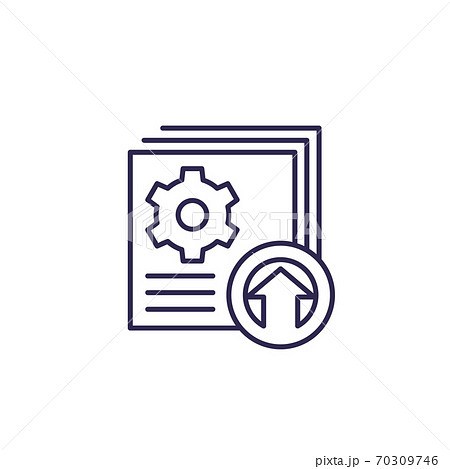 upgrade, update icon on white, line 70309746