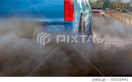 air pollution crisis in city from diesel vehicle exhaust pipe on road air pollution crisis in city from diesel vehicle exhaust pipe on road 70310441