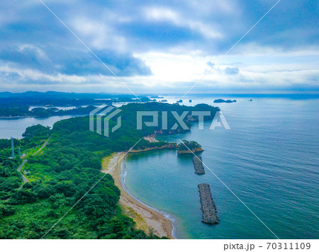 空から見る桂島・鬼ヶ浜（宮城県塩竈市） 70311109
