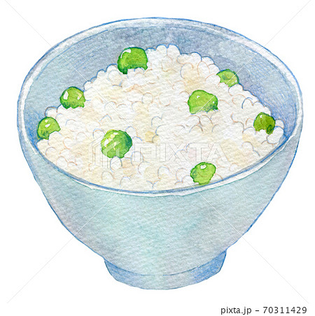 水彩イラスト 食品 豆ご飯のイラスト素材