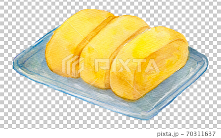 水彩イラスト　食品　卵焼き　だし巻き玉子 70311637