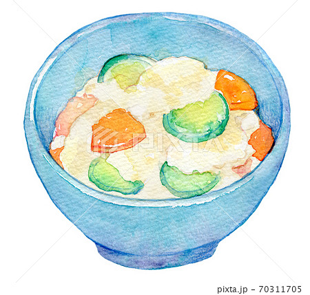 水彩イラスト 食品 家庭料理 ポテトサラダのイラスト素材