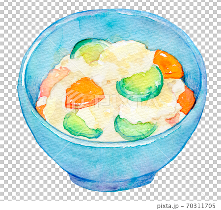水彩イラスト　食品　家庭料理　ポテトサラダ 70311705