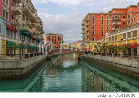 Qanat Quartier The pearl, Qatar daylight exterior view with clouds in the sky 70313000