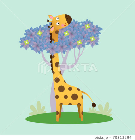 Vector illustration of cute giraffe standing with the tree. Vector illustration of cute giraffe standing with the tree. 70313294