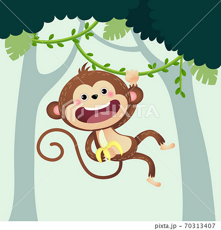 Vector Illustration Cartoon Monkey With A のイラスト素材