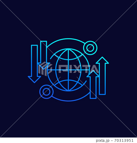 Global data transfer icon, linear 70313951