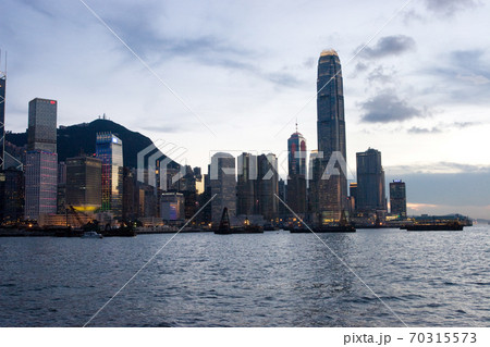 Hong Kong kwoloon business downtown at twilight 70315573