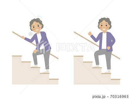 シニア階段おばあちゃんロコモ 70316963
