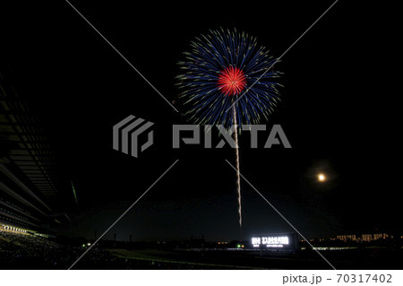 東京競馬場 花火大会の写真素材