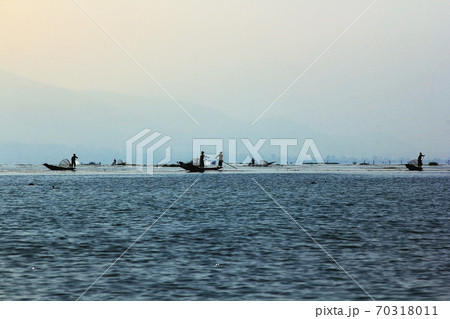 Local fishing boats on Inle Lake, Myanmar Local fishing boats on Inle Lake, Myanmar 70318011